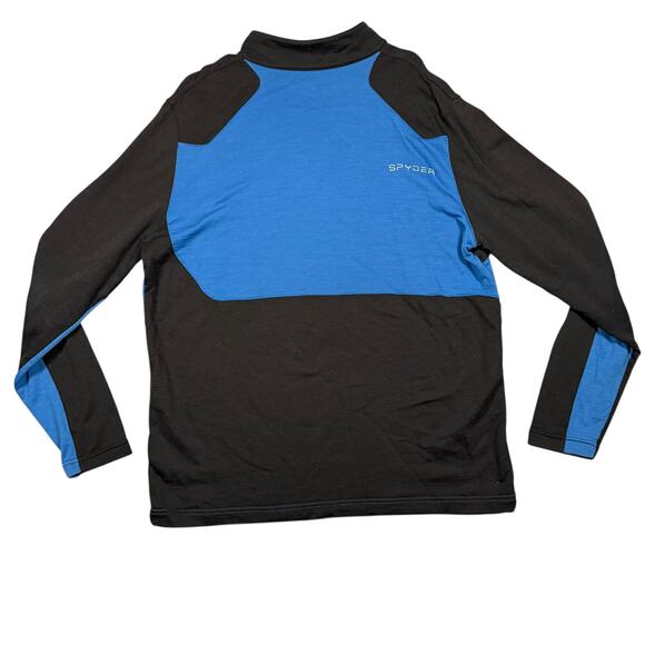 Spyder Men's Half Zip 100% Merino Lightweight Base Layer Blue and Black- Size XL - Picture 4 of 9